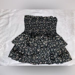 Boutique skirt set - black with white and green flowers - also have some sparkle